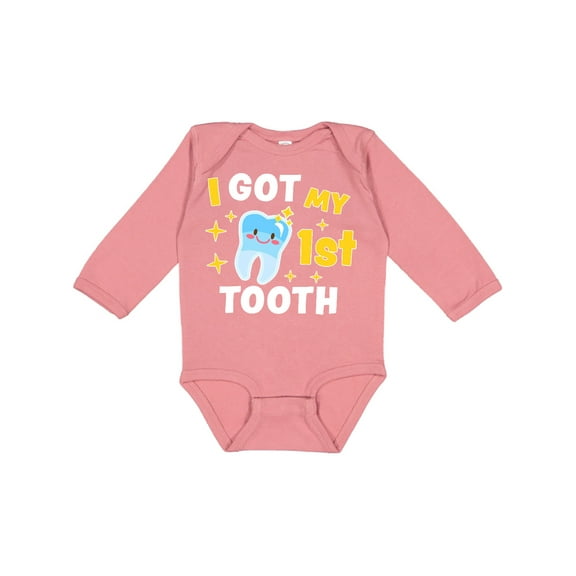 Inktastic I Got My 1st Tooth with Cute Tooth Baby Boys or Girls Long Sleeve Baby Bodysuit