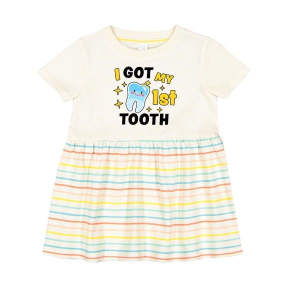 Inktastic I Got My 1st Tooth with Cute Tooth Baby Girls Baby Dress