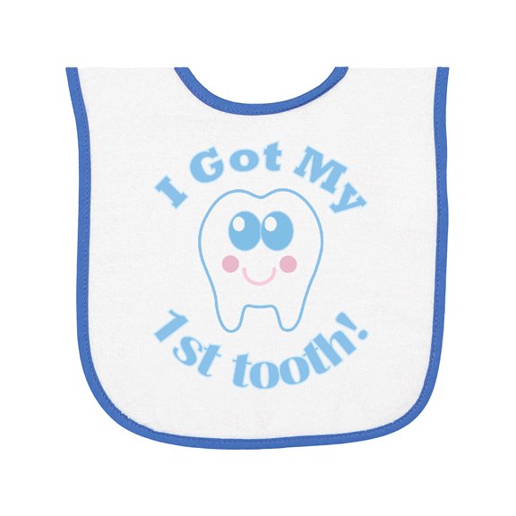 Inktastic I Got My First Tooth Baby Boy Baby Terry Cloth Bib