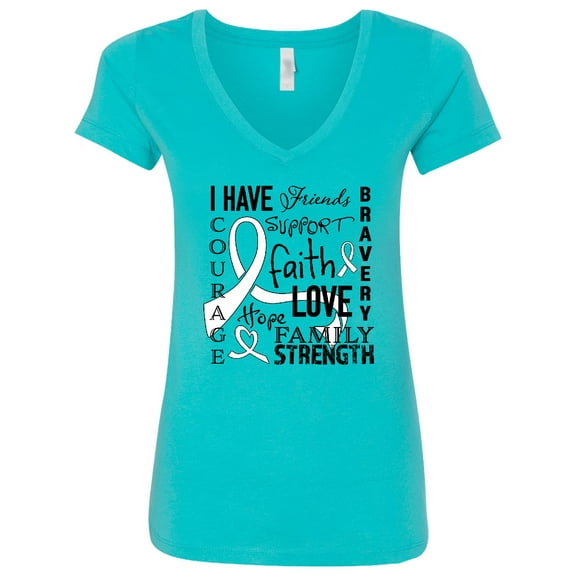 Inktastic I Have... Inspirational Words for Those Battling Lung Cancer Women's V-Neck T-Shirt