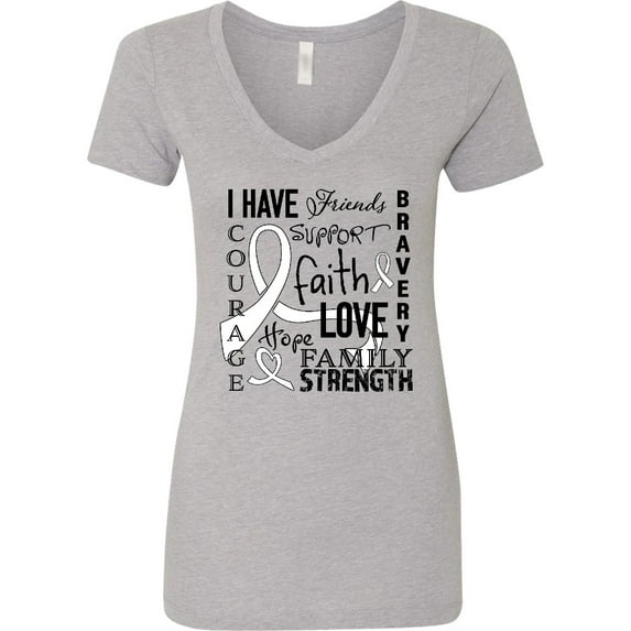 Inktastic I Have... Inspirational Words for Those Battling Lung Cancer Women's V-Neck T-Shirt