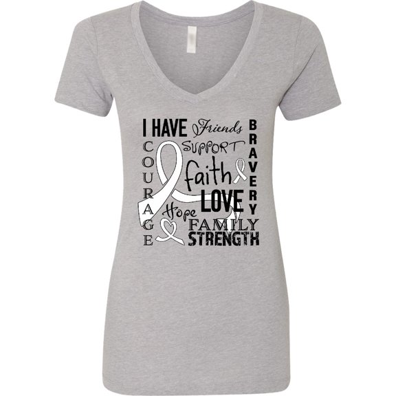 Inktastic I Have... Inspirational Words for Those Battling Lung Cancer Women's V-Neck T-Shirt