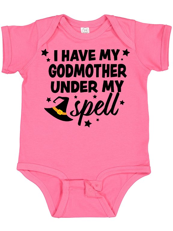 I Have My Godmother Under My Spell with Cute Witch Hat Boys or Girls Baby Bodysuit