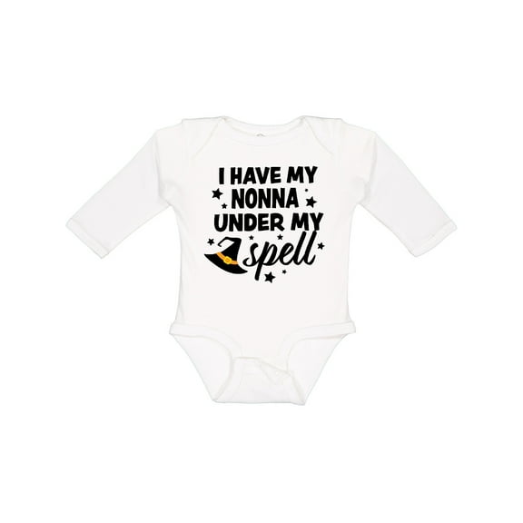 Inktastic I Have My Nonna Under My Spell with Cute Witch Hat Boys or Girls Long Sleeve Baby Bodysuit