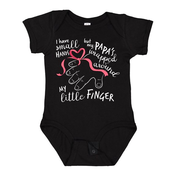 Inktastic I Have Small Hands, but My Papas Wrapped Around My Little Finger Boys or Girls Baby Bodysuit