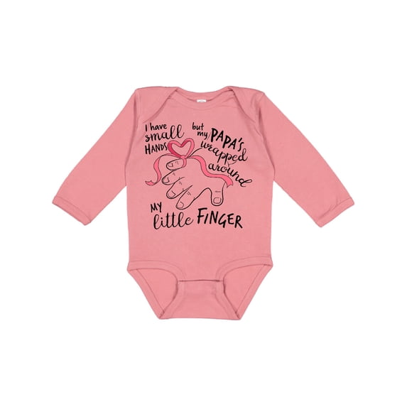 Inktastic I Have Small Hands, but My Papas Wrapped Around My Little Finger Boys or Girls Long Sleeve Baby Bodysuit