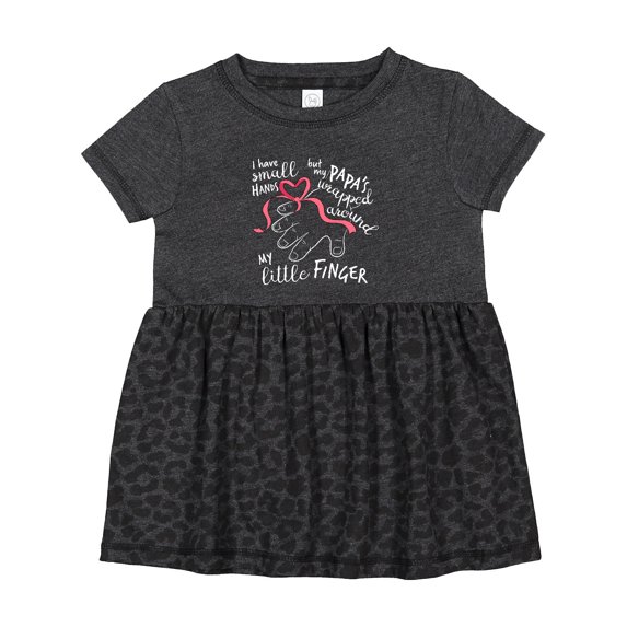 Inktastic I Have Small Hands, but My Papas Wrapped Around My Little Finger Girls Baby Dress