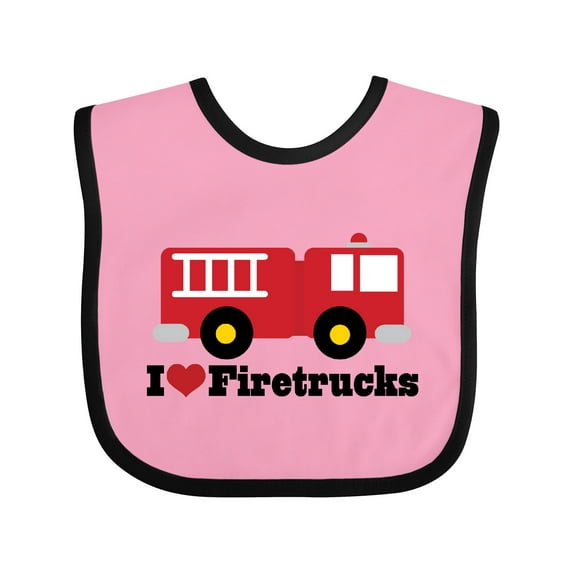 Inktastic I Heart Firetrucks Boys or Girls Baby Bib