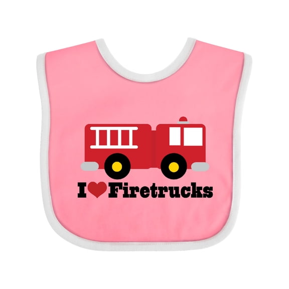Inktastic I Heart Firetrucks Boys or Girls Baby Bib
