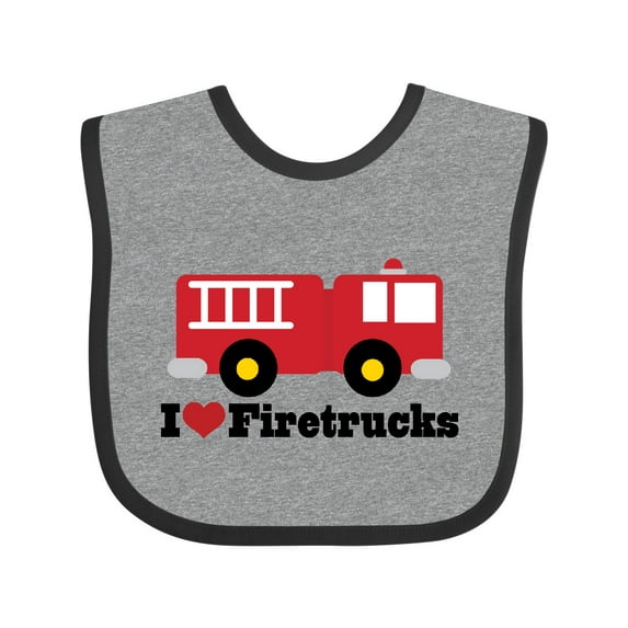 Inktastic I Heart Firetrucks Boys or Girls Baby Bib