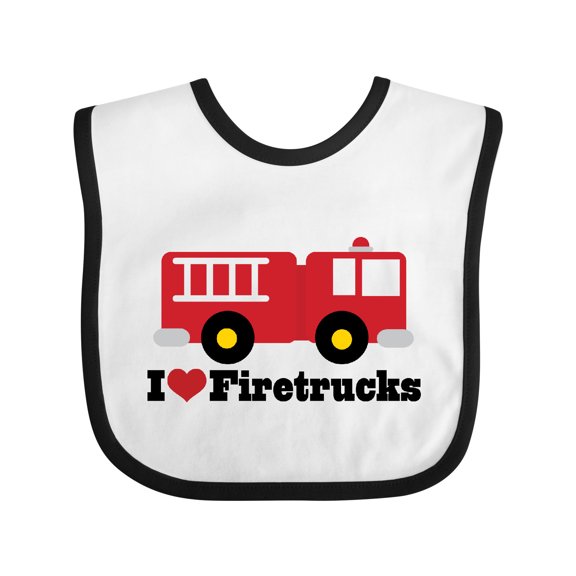 Inktastic I Heart Firetrucks Boys or Girls Baby Bib