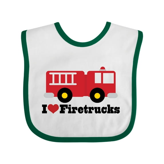 Inktastic I Heart Firetrucks Boys or Girls Baby Bib