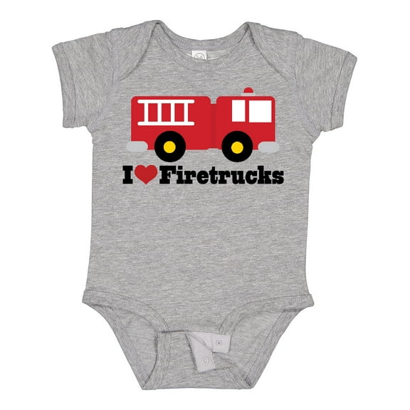Inktastic I Heart Firetrucks Boys or Girls Baby Bodysuit