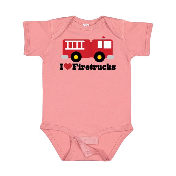 Inktastic I Heart Firetrucks Boys or Girls Baby Bodysuit