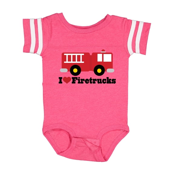 Inktastic I Heart Firetrucks Boys or Girls Baby Bodysuit