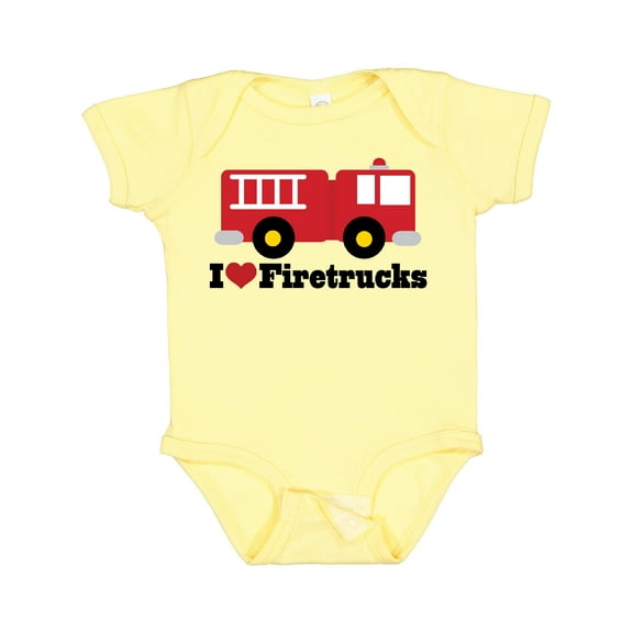 Inktastic I Heart Firetrucks Boys or Girls Baby Bodysuit