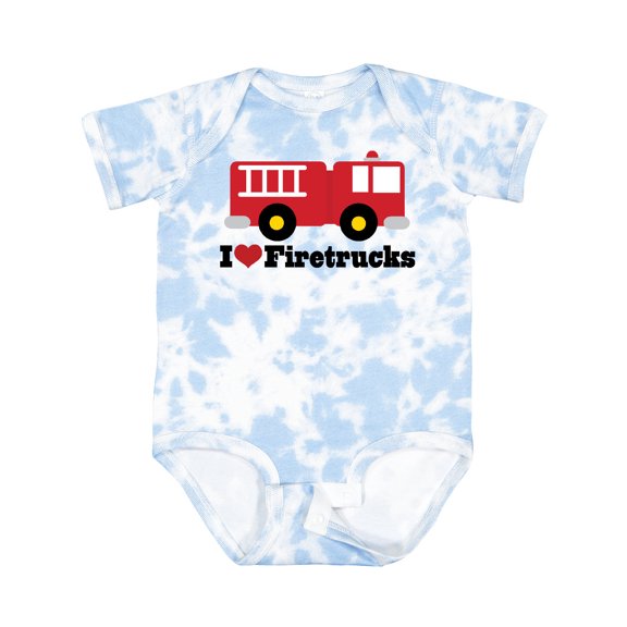 Inktastic I Heart Firetrucks Boys or Girls Baby Bodysuit