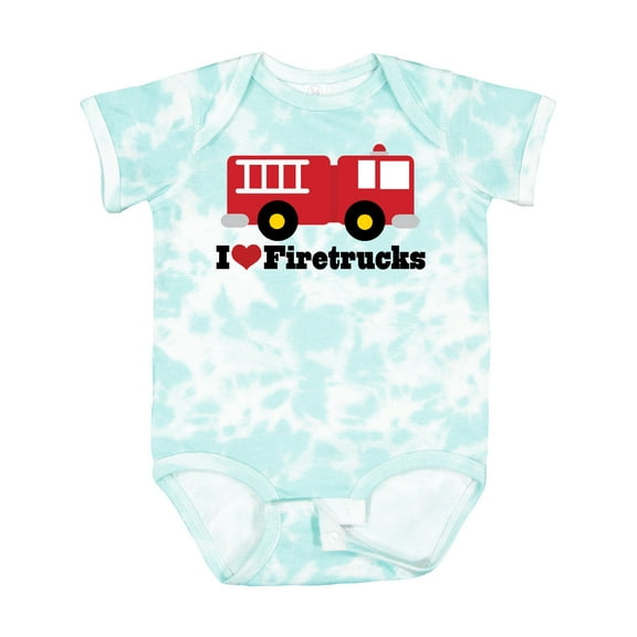 Inktastic I Heart Firetrucks Boys or Girls Baby Bodysuit