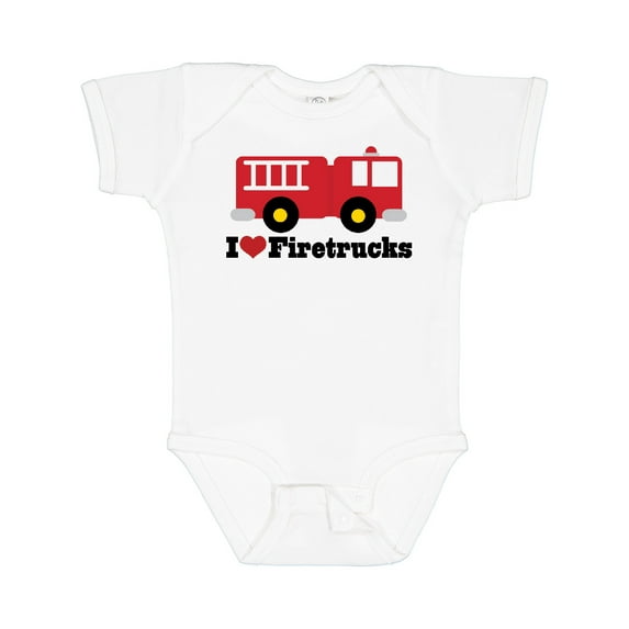 Inktastic I Heart Firetrucks Boys or Girls Baby Bodysuit
