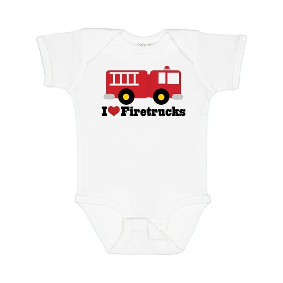 Inktastic I Heart Firetrucks Boys or Girls Baby Bodysuit