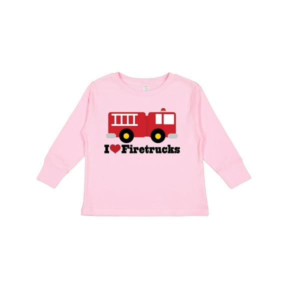 Inktastic I Heart Firetrucks Boys or Girls Long Sleeve Toddler T-Shirt