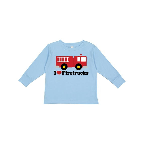 Inktastic I Heart Firetrucks Boys or Girls Long Sleeve Toddler T-Shirt