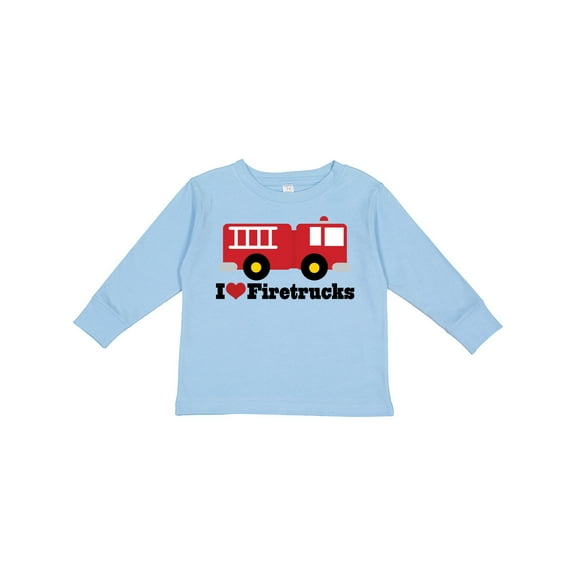 Inktastic I Heart Firetrucks Boys or Girls Long Sleeve Toddler T-Shirt