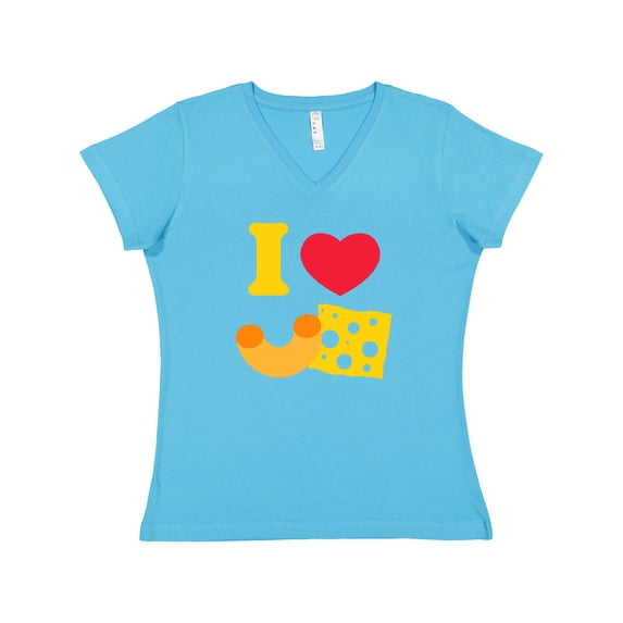Inktastic I Heart Mac and Cheese Women's V-Neck T-Shirt