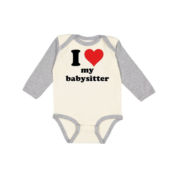 Inktastic I Heart My Babysitter Boys or Girls Long Sleeve Baby Bodysuit