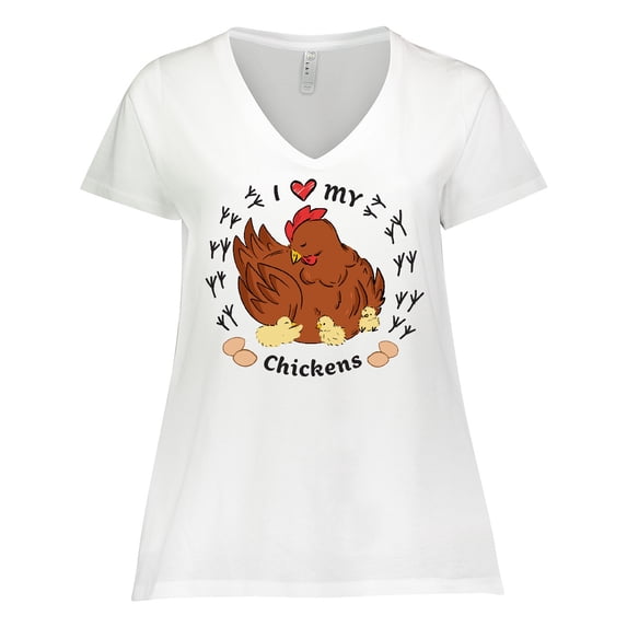 Inktastic I Heart My Chickens Women's Plus Size V-Neck T-Shirt