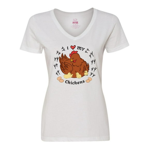 Inktastic I Heart My Chickens Women's V-Neck T-Shirt