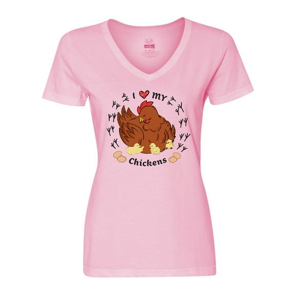 Inktastic I Heart My Chickens Women's V-Neck T-Shirt