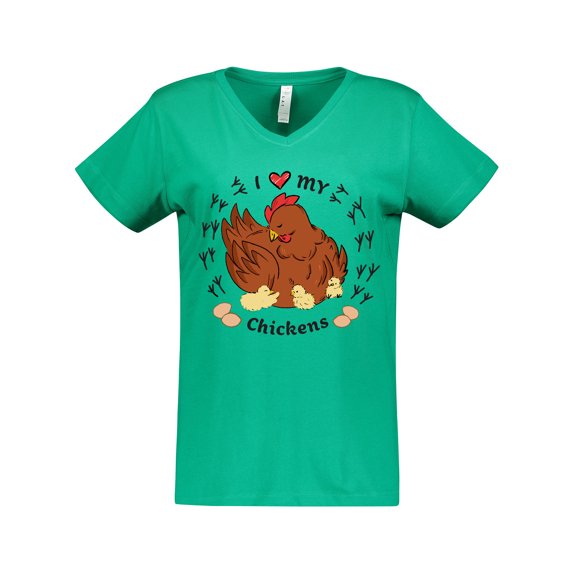 Inktastic I Heart My Chickens Women's V-Neck T-Shirt
