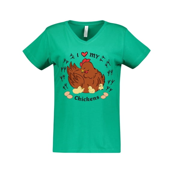 Inktastic I Heart My Chickens Women's V-Neck T-Shirt