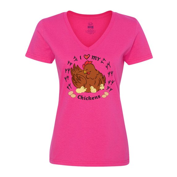 Inktastic I Heart My Chickens Women's V-Neck T-Shirt