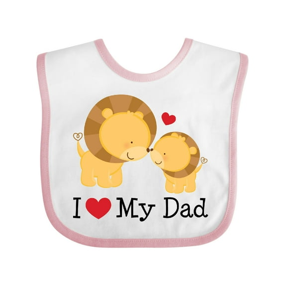 Inktastic I Heart My Dad Lion and Cub Boys or Girls Baby Bib