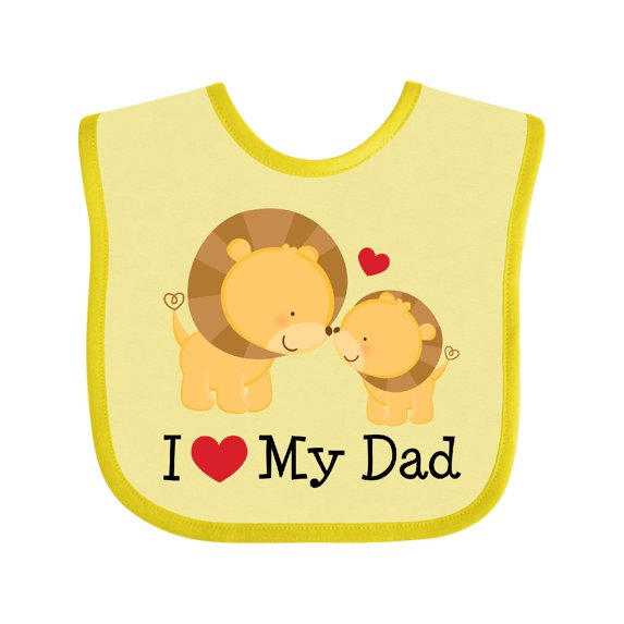 Inktastic I Heart My Dad Lion and Cub Boys or Girls Baby Bib