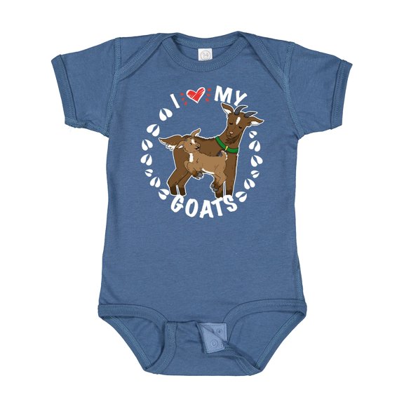 Inktastic I Heart My Goats with Cute Goats and Hoof Prints Boys or Girls Baby Bodysuit
