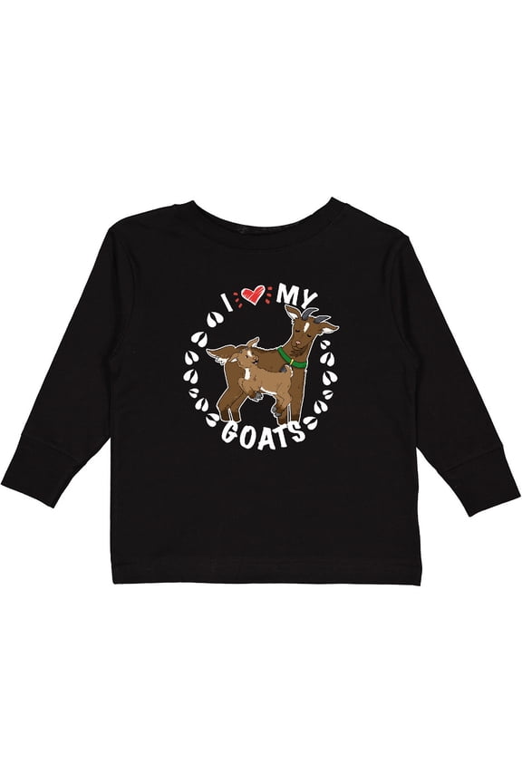 I Heart My Goats with Cute Goats and Hoof Prints Boys or Girls Long Sleeve Toddler T-Shirt