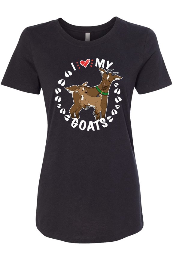 I Heart My Goats with Cute Goats and Hoof Prints Women's T-Shirt