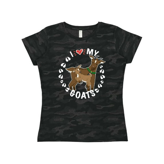 Inktastic I Heart My Goats with Cute Goats and Hoof Prints Women's T-Shirt