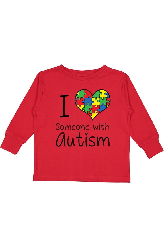 I Heart Someone With Autism Boys or Girls Long Sleeve Toddler T-Shirt