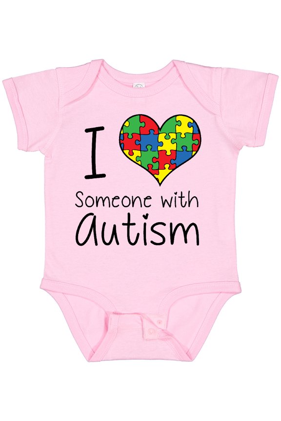 I Heart Someone with Autism Boys or Girls Baby Bodysuit