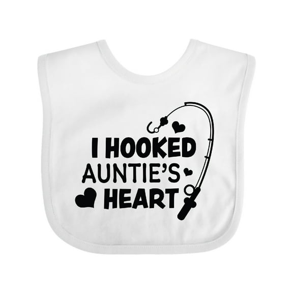 Inktastic I Hooked Auntie's Heart with Fishing Rod Boys or Girls Baby Bib