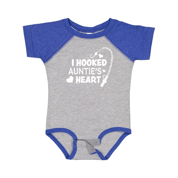 Inktastic I Hooked Auntie's Heart with Fishing Rod Boys or Girls Baby Bodysuit