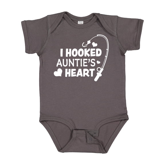 Inktastic I Hooked Auntie's Heart with Fishing Rod Boys or Girls Baby Bodysuit