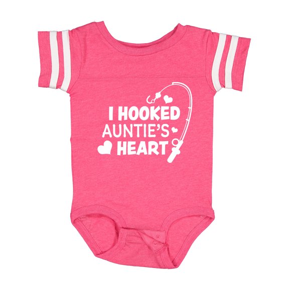 Inktastic I Hooked Auntie's Heart with Fishing Rod Boys or Girls Baby Bodysuit