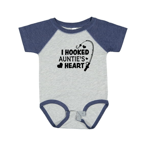 Inktastic I Hooked Auntie's Heart with Fishing Rod Boys or Girls Baby Bodysuit