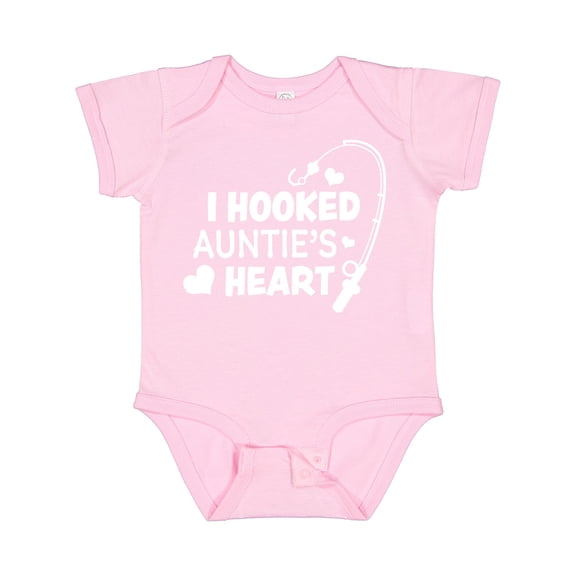 Inktastic I Hooked Auntie's Heart with Fishing Rod Boys or Girls Baby Bodysuit