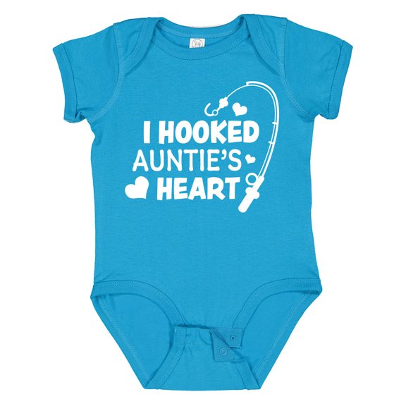 Inktastic I Hooked Auntie's Heart with Fishing Rod Boys or Girls Baby Bodysuit